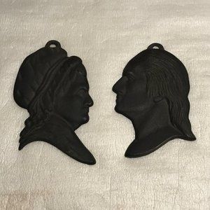 Antique set of George & Martha Washington silhouette wall hangers